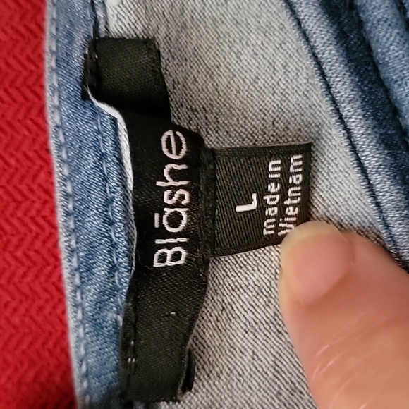 Blashe Short Sleeve Denim fitted top size L - Picture 10 of 16